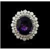 Image 1 : 14KT White Gold 8.11ct Amethyst and Diamond Ring