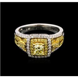 1.27ctw Fancy Yellow Diamond Ring - 18KT Two-Tone Gold