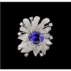 5.16ct Tanzanite and Diamond Ring - 18KT White Gold