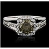 Image 1 : 14KT White Gold 1.61ctw Brown Diamond Ring