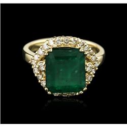 14KT Yellow Gold 4.61ct Emerald and Diamond Ring