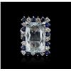 Image 1 : 14KT White Gold 9.36ct Aquamarine, Sapphire and Diamond Ring