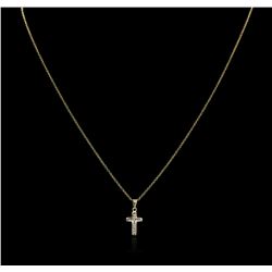 14KT Yellow Gold 0.10ctw Diamond Cross Pendant With Chain