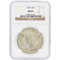 1924 NGC MS63 Peace Silver Dollar