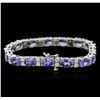 Image 2 : 14KT White Gold 17.85ctw Tanzanite and Diamond Bracelet