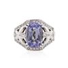 Image 1 : 14KT White Gold 4.16ct Blue Tourmaline and Diamond Ring