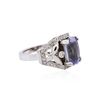 Image 2 : 14KT White Gold 4.16ct Blue Tourmaline and Diamond Ring
