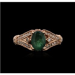 14KT Rose Gold 1.22ct Emerald and Diamond Ring