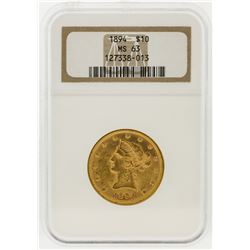 1894 NGC MS63 $10 Liberty Head Eagle Gold Coin