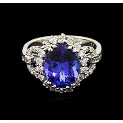 3.52ct Tanzanite and Diamond Ring - 14KT White Gold