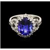 Image 1 : 3.52ct Tanzanite and Diamond Ring - 14KT White Gold