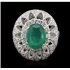 Image 1 : 14KT White Gold 2.21ct Emerald and Diamond Ring