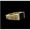 Image 2 : Onyx and Diamond Ring - 14KT Yellow Gold