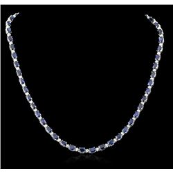 14KT White Gold 30.00ctw Sapphire and Diamond Necklace