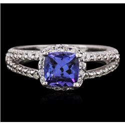 14KT White Gold 1.47ct Tanzanite and Diamond Ring