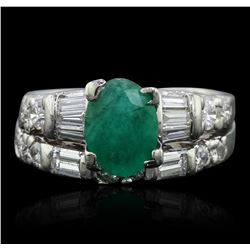 Platinum 1.11ct Emerald and Diamond Ring