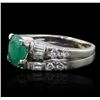 Image 2 : Platinum 1.11ct Emerald and Diamond Ring