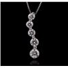 Image 1 : 14KT White Gold 1.28ctw Diamond Pendant With Chain
