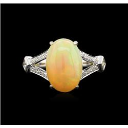 2.90ct Fire Opal and Diamond Ring - 14KT White Gold