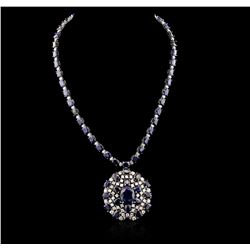 14KT White Gold 71.36ctw Sapphire and Diamond Necklace