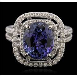 14KT White Gold 4.77ct Tanzanite and Diamond Ring