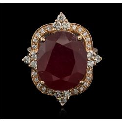 16.06ct Ruby and Diamond Ring - 14KT Rose Gold