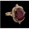 Image 2 : 16.06ct Ruby and Diamond Ring - 14KT Rose Gold