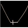 Image 2 : 14KT Rose Gold 0.32ctw Diamond Cross Necklace