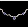 Image 2 : 14KT White Gold 18.33ctw Tanzanite and Diamond Necklace