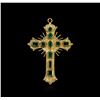 Image 1 : 18KT Yellow Gold 0.55ctw Emerald Cross Pendant