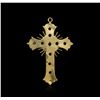 Image 2 : 18KT Yellow Gold 0.55ctw Emerald Cross Pendant