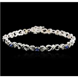 14KT White Gold 0.70ctw Sapphire and Diamond Bracelet