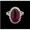 Image 1 : 5.25ct Ruby and Diamond Ring - 14KT White Gold