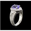 Image 3 : 2.93ct Tanzanite and Diamond Ring - 14KT White Gold