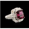 Image 2 : 14KT White Gold GIA Certified 6.65ct Tourmaline and Diamond Ring