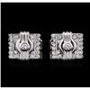 Image 1 : 18KT White Gold 0.60ctw Diamond Cuff Links