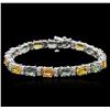 Image 1 : 14KT White Gold 14.81ctw Sapphire and Diamond Bracelet
