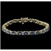 Image 1 : 15.60ctw Blue Sapphire and Diamond Bracelet - 14KT Yellow Gold