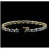 Image 3 : 15.60ctw Blue Sapphire and Diamond Bracelet - 14KT Yellow Gold