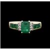 Image 1 : 14KT Yellow Gold 1.56ctw Emerald and Diamond Ring