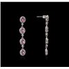 Image 2 : 14KT White Gold 1.60ctw Pink Sapphire and Diamond Earrings
