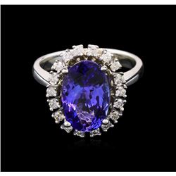 4.05ct Tanzanite and Diamond Ring - 14KT White Gold