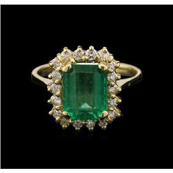 2.22ct Emerald and Diamond Ring - 14KT Yellow Gold