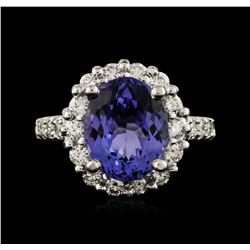14KT White Gold 4.22ct Tanzanite and Diamond Ring