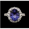 Image 1 : 14KT White Gold 4.22ct Tanzanite and Diamond Ring