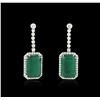 Image 1 : 14KT White Gold GIA Certified 30.46ctw Emerald and Diamond Earrings