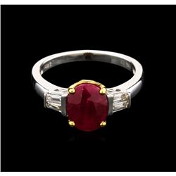 2.48ct Ruby and Diamond Ring - 18KT Two-Tone Gold