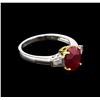 Image 2 : 2.48ct Ruby and Diamond Ring - 18KT Two-Tone Gold