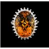 Image 1 : 14KT White Gold 12.00ct Citrine and Diamond Ring