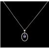 Image 2 : 2.69ct Tanzanite and Diamond Pendant With Chain - 14KT White Gold